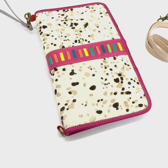 Recycled Leather Crossbody Clutch Purse