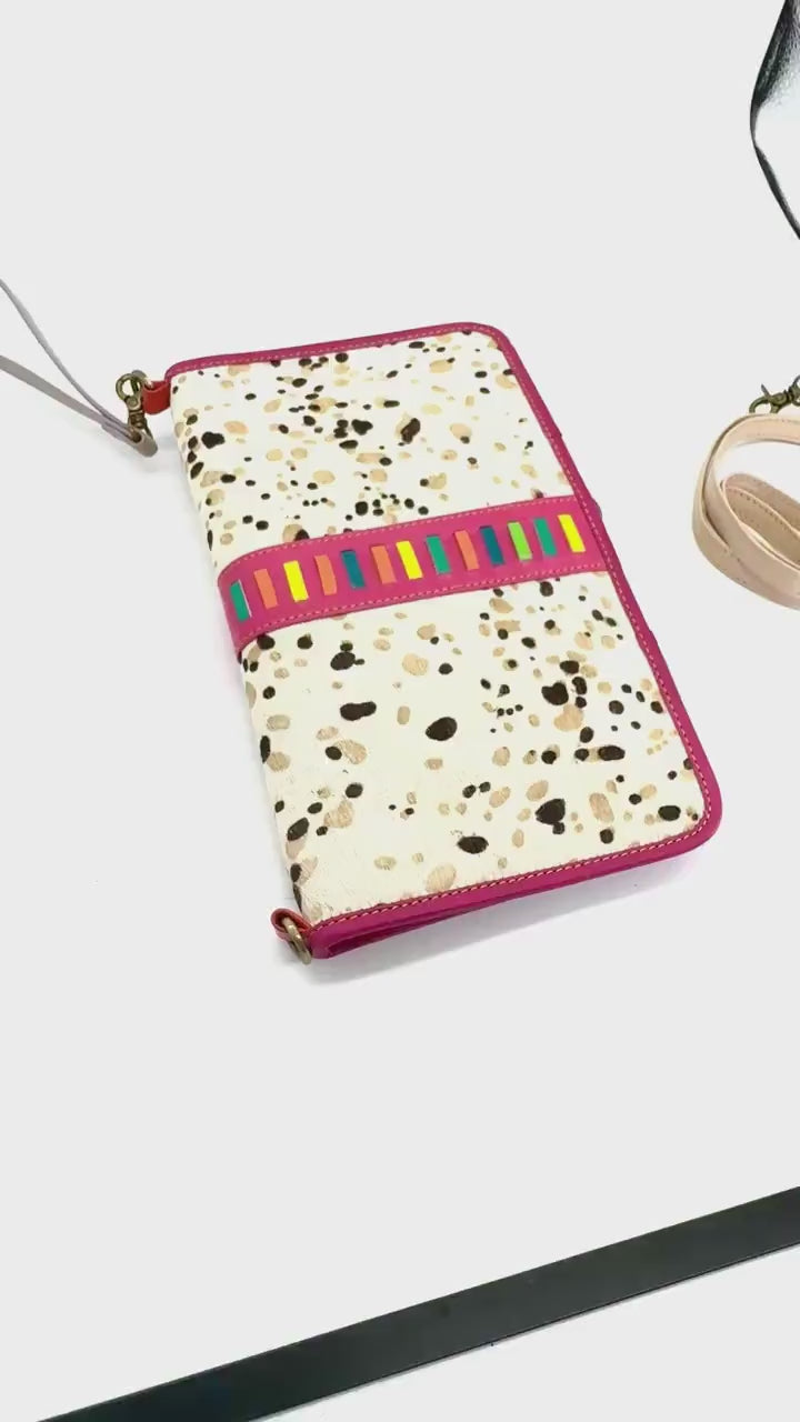 Recycled Leather Crossbody Clutch Purse