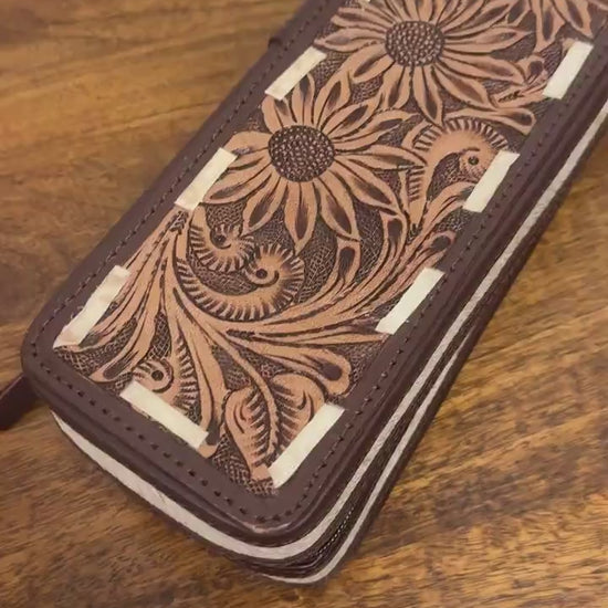 Hair Straightener Case with Tooled Leather & Goat Hide
