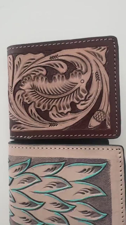 Hand Carved Leather Bi-Fold Wallet