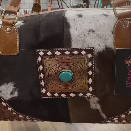 Western Style Leather Duffle Bag Hair on