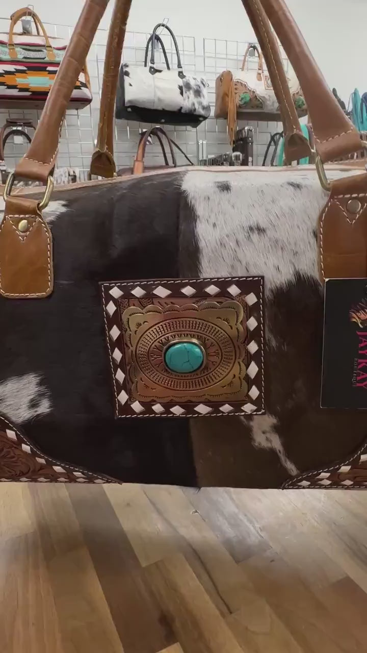 Western Style Leather Duffle Bag Hair on